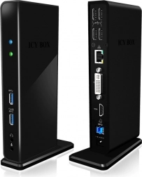 Stolová dokovacia stanica ICY BOX s USB, HDMI, LAN, DVI-I a mikrofónnym vstupom