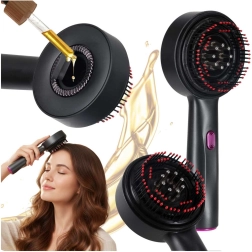 Elektrický masážny kef na pokožku hlavy s infračerveným svetlom a aplikátorom olejov, USB, čierny