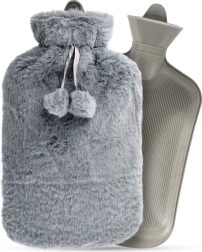 Termofor s plyšovým sivým poťahom 2 l