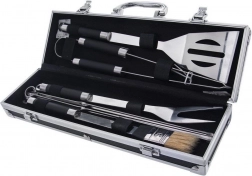 Oceľová sada grilovacieho náradia v kufríku, 9 dielov