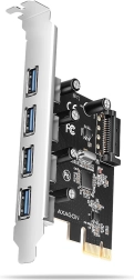 PCIe radič AXAGON so 4 portmi USB 3.2 Gen 1, UASP a napájaním SATA