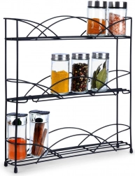 Kovový trojposchodový stojan na koreniny 33,5 × 6,5 × 33,5 cm