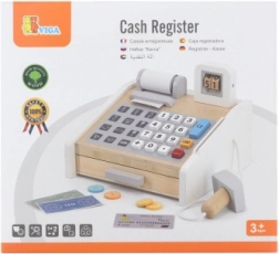 VIGA drevená pokladňa šedo-biela