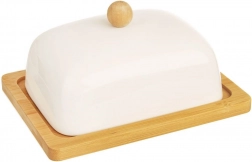 Porcelánová maselnička Whiteline s bambusovou základňou