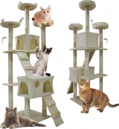 Vysoký mačací strom 170 cm so sisalom, domčekmi, pelechmi a hračkami