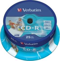 CD-R Verbatim 52x 700MB 25 ks Potlačiteľné