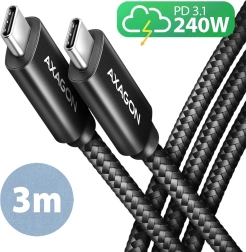 USB‑C kábel 3 m 240 W PD s nylonovým opletením AXAGON