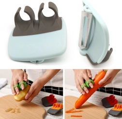 Škrabka na zeleninu a ovocie s úchytmi na prsty - čierna a modrá