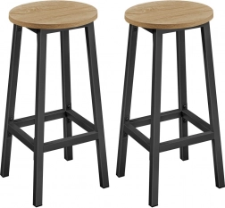 Okrúhle barové stoličky sada 2 ks – 65 cm kuchynská vysoká stolička s opierkou na nohy