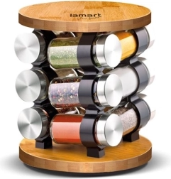 Sada sklenených nádob na korenie LT7051 12 ks nádob + stojan