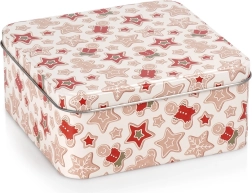 Kovová vianočná dóza na sušienky 15 × 15 × 6,5 cm