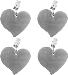 Oceľové klipy na obrus v tvare srdca, sada 4 ks