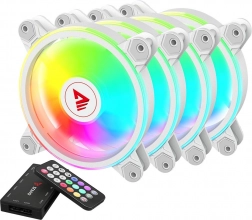 Sada bielych RGB ventilátorov Savio s podsvietením