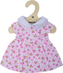 Bigjigs hračky ružové šaty so srdiečkami pre bábiku 34 cm