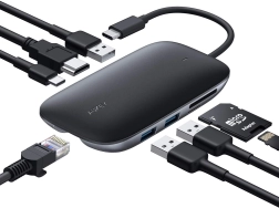 CB-C71 hliníkový USB-C HUB | 8 v 1 | RJ45 Ethernet 10/100/1000 Mbps | 3× USB 3.1 | HDMI 4K@30Hz | SD a microSD | USB‑C Power Delivery 100 W
