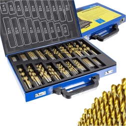 Sada kobaltových vrtákov 1–10 mm s titánovým povlakom, 230 ks v kovovom kufri