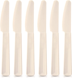 Plastové stolové nože krémové SANDY, 6 ks