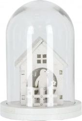 Vianočný LED domček v skle - biely