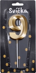 Zlatá párty sviečka - číslo 9