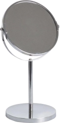 Vysoké kozmetické obojstranné zrkadlo so stojanom, priemer 17 cm, chróm