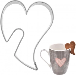 Nerezové vykrajovátko na sušienky srdce 5,5 cm s výrezom na hrnček