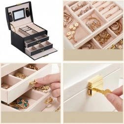 Viacúrovňová kazeta LELANI, prémiová šperkovnica - čierna