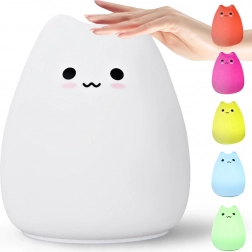 Silikónová dotyková nočná lampička mačička RGB