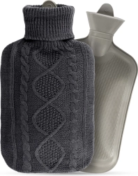 Termofor s pleteným sivým poťahom 2 l