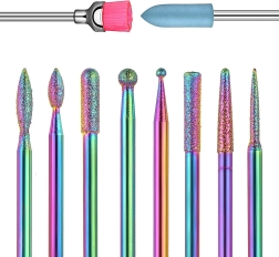 Sada diamantových a keramických fréz na nechty a kožtičku, 10 ks v puzdre