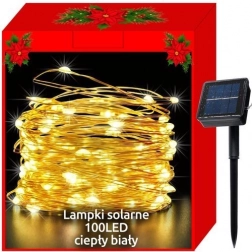 Solárne drôtikové vianočné osvetlenie 100 LED – Teplá