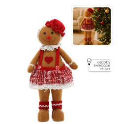 Vianočná perníková bábika s LED svetlom 46 cm