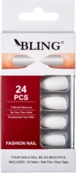 Umelé nechty, BLING Fashion Nail Tips (24 ks) - biele, matné