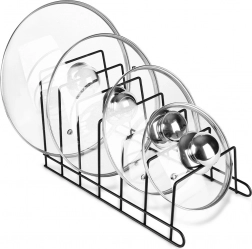 Kovový organizér na pokrievky a taniere čierny