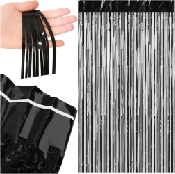 Dekoratívna strapcová závesná clona RUHHY čierna 100 × 200 cm