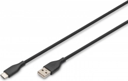 Silikónový spojovací kábel USB-A - USB-C, USB 2.0, 60W, 1m čierny