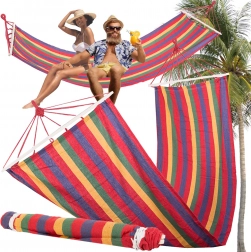 Záhradná hojdacia sieť s drevenými výstuhami 200 × 80 cm, pruhovaná