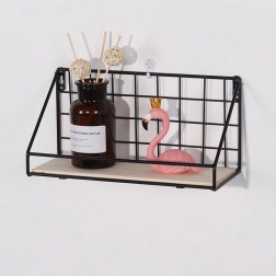 Nástenná polica s tyčou, štýl LOFT 29,5 cm - čierna