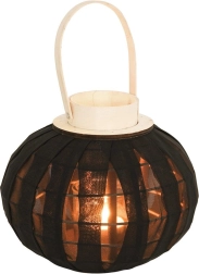 Drevený čierny lampáš na sviečku 22 cm