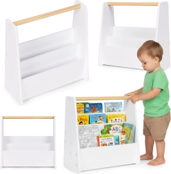 Montessori detská knižnica 3-poschodový stojan na knihy biely ecotoys