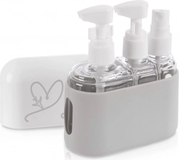 Cestovné fľaštičky na kozmetiku v puzdre, 4‑dielna sada