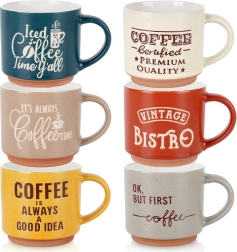 Sada keramických hrnčekov 230 ml, 6 kusov