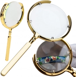 Zlatá ručná lupa 6× s kovovým rámom a sklenenou šošovkou