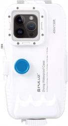 Plastové vodotesné puzdro PULUZ pre iPhone 15 Plus, 15 Pro Max, 14 Plus, 14 Pro Max, 13 Pro Max, 12 Pro Max a 11 Pro Max – biele