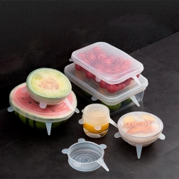 Silikónové viečka na potraviny (univerzálne) 6 ks - modrá