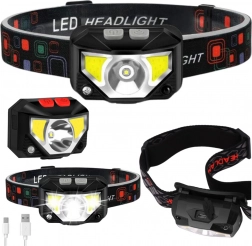 čelovka LED s pohybovým senzorom, 6 režimov svietenia