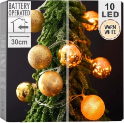 Svetelné vianočné gule 10 LED, zlaté, 4 cm