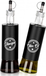 Sklenené dávkovače na olej a ocot 300 ml, čierne, sada 2 ks