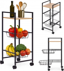 Pohyblivá polica s 2 košíkmi a policou na kolieskach od ModernHome