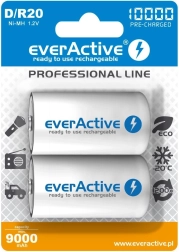 Akumulátory everActive R20/D Ni-MH 10000 mAh (2 ks) pripravené na použitie