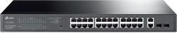 Gigabitový smart PoE+ prepínač 24× PoE+, 2× RJ45 uplink a 2× SFP – TP-Link